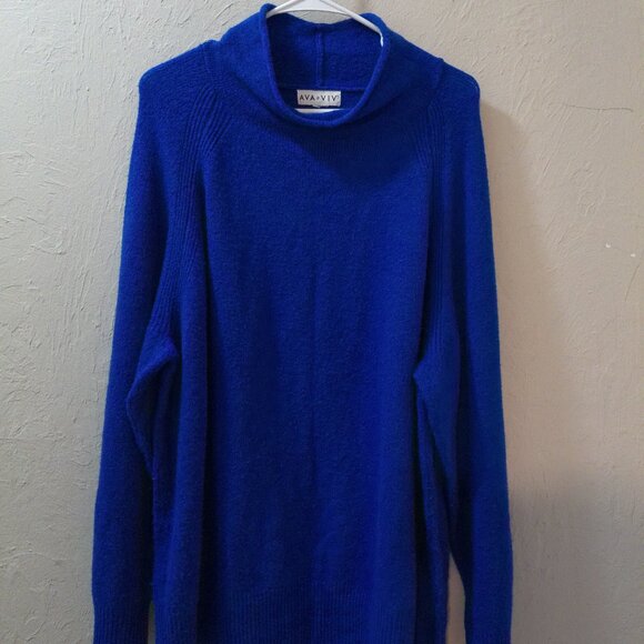 AVA & VIV Royal Blue Funnel Neck Sweater – Women’s 1X - Picture 1 of 2